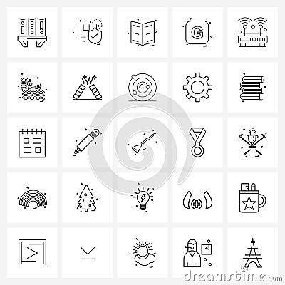 Set of 25 Simple Line Icons for Web and Print such as protection, g, map, font, alp abates Vector Illustration
