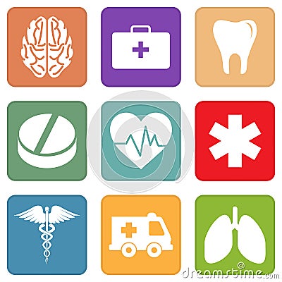 Set of simple medical icons on a white background Vector Illustration