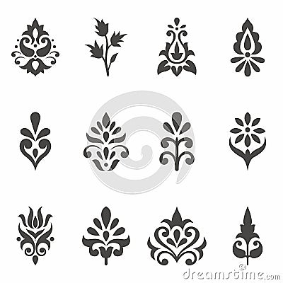 Set of simple ornamental floral designs Vector Illustration