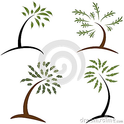Set of Simple Trees Vector Illustration