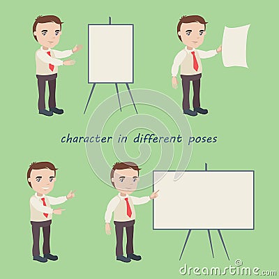 Set of simple universal characters in different poses Vector Illustration