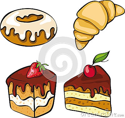 Set of sinful looking desserts Vector Illustration