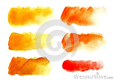 Set of six Abstract headline background. A shapeless oblong spot of yellow, red, orange color. Cartoon Illustration