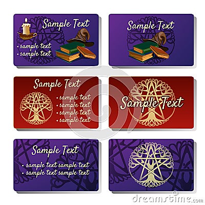 Set of six cards, printing for your design needs Vector Illustration