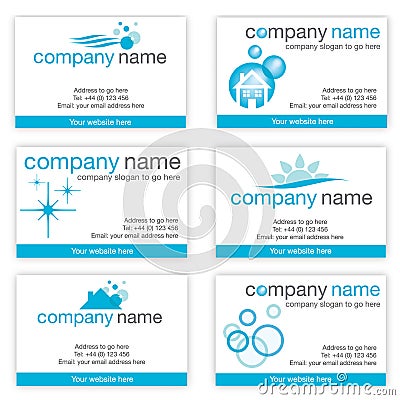 Set of six cleaning business cards Stock Photo