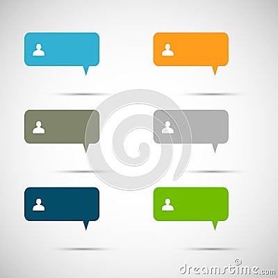 Set of six colorful vector speech bubbles Vector Illustration