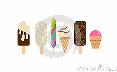 Set of six ice creams Vector Illustration