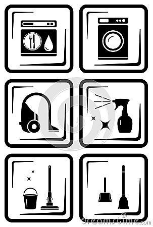 Set six icon for housewife home work Vector Illustration