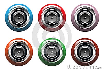 Set of six loudspeakers Vector Illustration