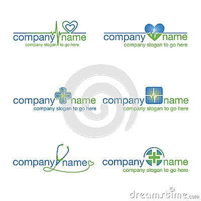 Set of six healthcare logos (vector) Stock Photo