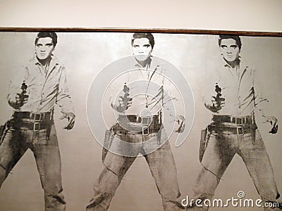 Triple Elvis art piece featuring a photo of Elvis Editorial Stock Photo