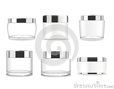 Set of six transparent cosmetic tubes. Vector Vector Illustration