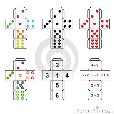 A set of six variants of dice Vector Illustration
