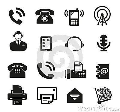 Set of sixteen communication icon Vector Illustration