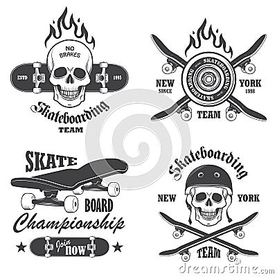 Set of skateboarding emblems Stock Photo