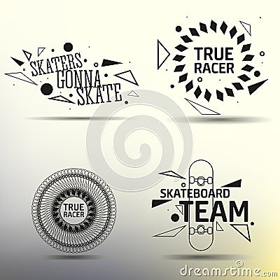 Set of skateboarding emblems, labels and designed Vector Illustration
