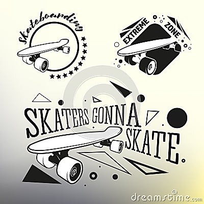 Set of skateboarding emblems, labels and designed Vector Illustration