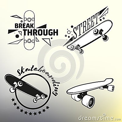 Set of skateboarding emblems, labels and designed Vector Illustration