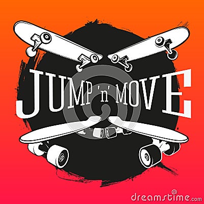 Set of skateboarding emblems, labels and designed Vector Illustration