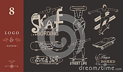 Set of Skateboarding Emblems, Logo and Badges Stock Photo