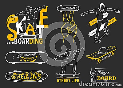 Set of Skateboarding Emblems, Logo and Badges Stock Photo