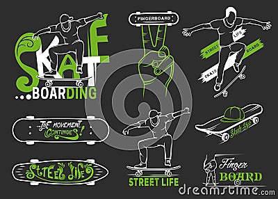 Set of Skateboarding Emblems, Logo and Badges Stock Photo