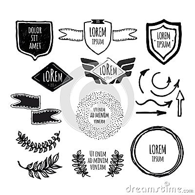 Set of sketched template retro vintage badges Vector Illustration