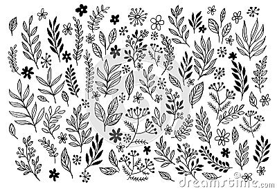 Set of sketches and line doodles hand drawn Vector Illustration