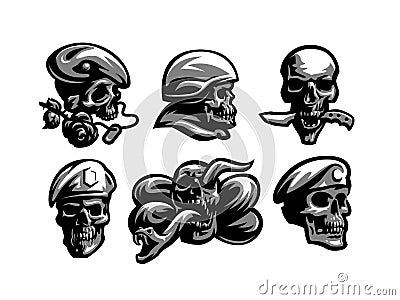 Set of Skull emblems. Vector Illustration