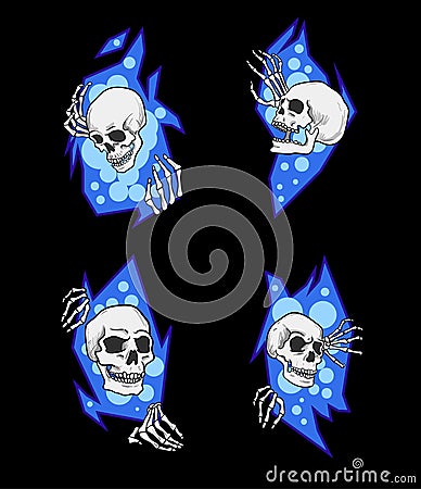 Set skulls staring out of the slot Stock Photo