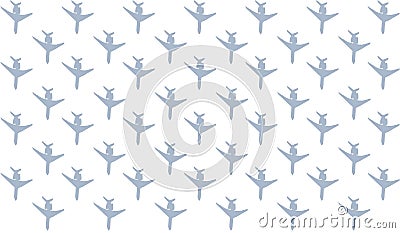 Set of sky blue airplane silhouettes direction down, set of cars icons white background Stock Photo