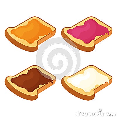 Set of slices of fried bread. Vector illustration Cartoon Illustration