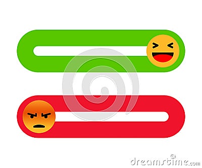 Set of slider button with happy and angry emoticon for social media - vector Vector Illustration