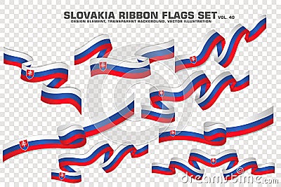 Slovakia Ribbon Flags Set, Element design. vector Illustration Cartoon Illustration