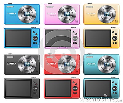 Set of small cameras Vector Illustration