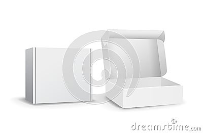 Set of small white cardboard boxes mockups. Vector illustration Vector Illustration