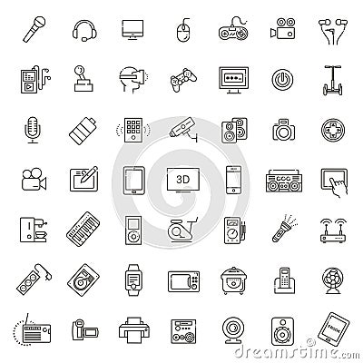 Set of smart devices and gadgets, computer equipment and electronics Vector Illustration