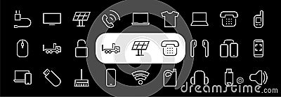 A set of smart devices and gadgets, computer hardware and electronics. Electronic devices icons for web and mobile Vector Illustration