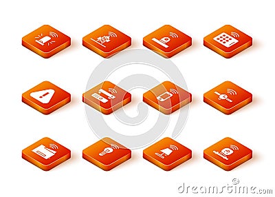Set Smart printer, light bulb, Exclamation mark triangle, Wireless TV box receiver, table lamp, smartphone, sensor and Vector Illustration
