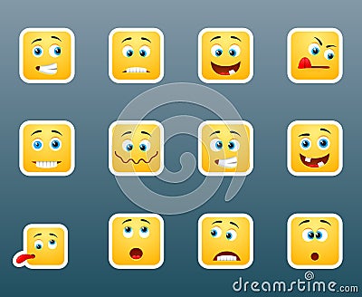 Set of smile emoticon stickers Vector Illustration