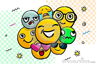 Set of Smile Emoticons Vector Illustration