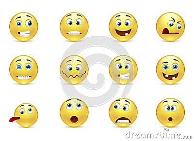 Set of smiles crazy Stock Photo