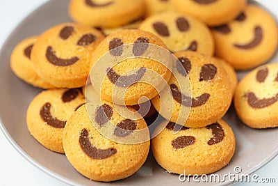 Smiling biscuit cookies Stock Photo