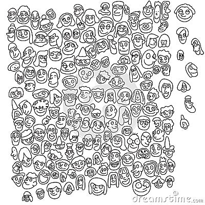 set of smiling faces illustration vector hand drawn isolated on white background Vector Illustration