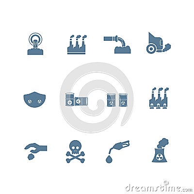 Set of smog, pollution icon flat design Vector Illustration