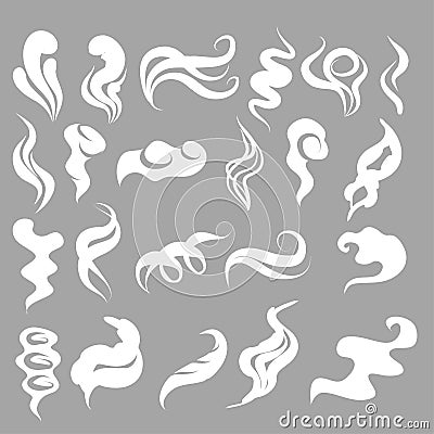 Set of Smoke, Clouds, Fog and Steam Cartoon Vector Illustration. Vector Illustration