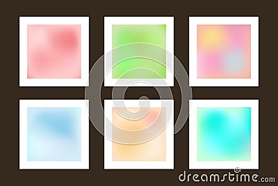 Set of smooth backgrounds. Collection blurry textures. Vector Illustration