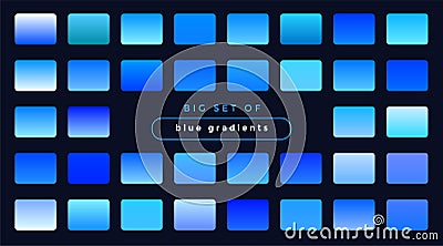 Set of smooth blue gradients Vector Illustration