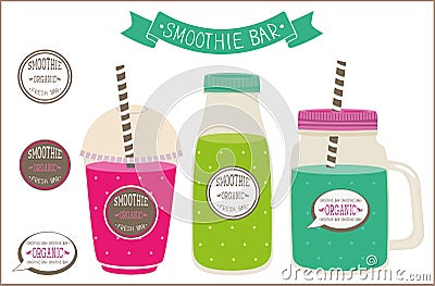 Set of smoothie in bottles Vector Illustration