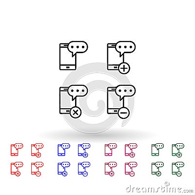 Set of sms smartphone multi color icon. Simple thin line, outline vector of phone icons for ui and ux, website or mobile Stock Photo
